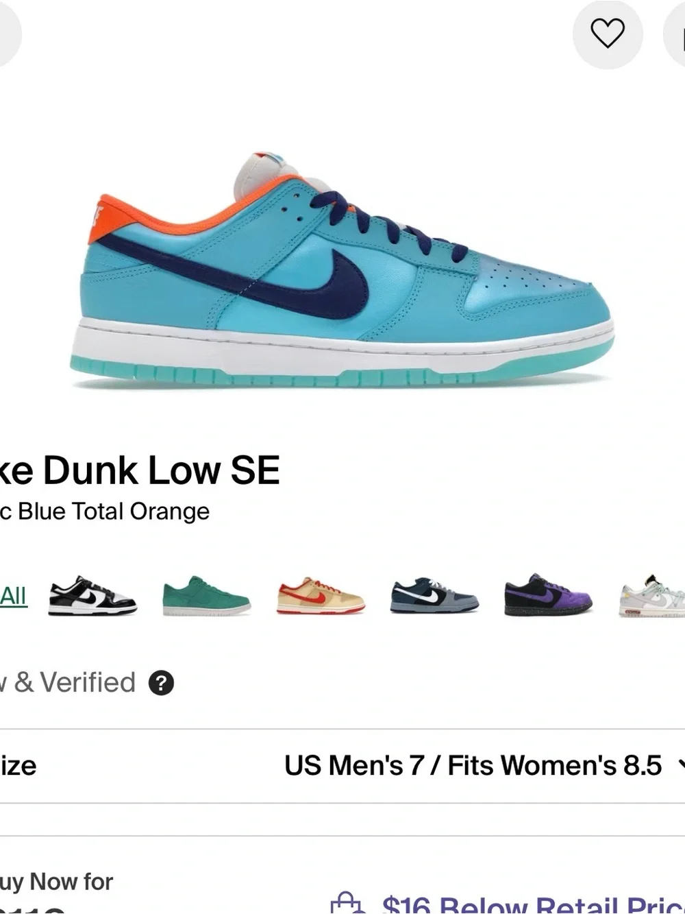 Nike Dunk Low SE Aqua Blue with Navy and Orange